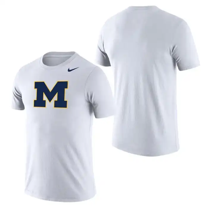 Michigan Wolverines Men's White School Logo Legend Performance College Football T-Shirt 2415XTNQ8