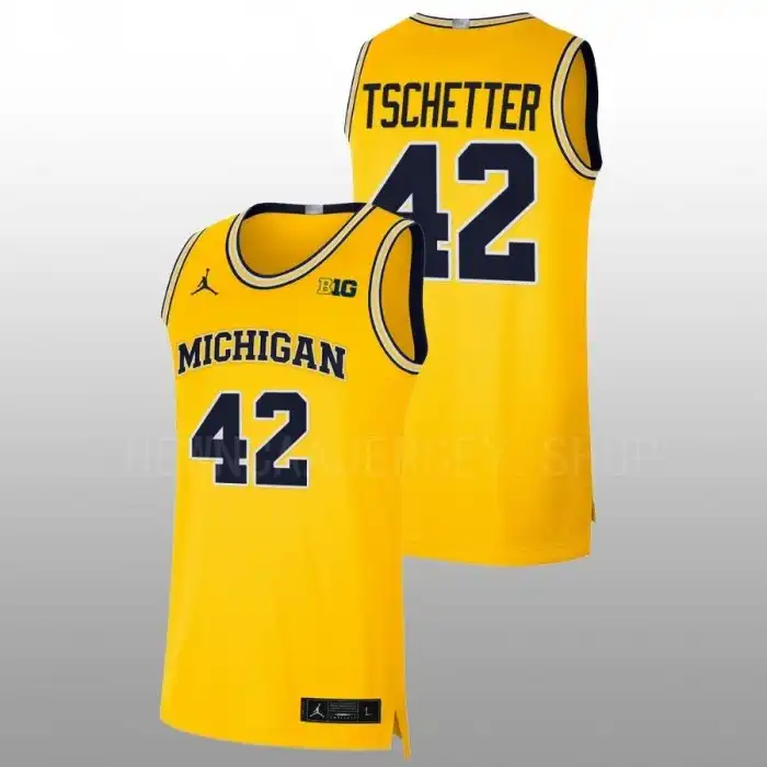 Michigan Wolverines Men's Will Tschetter #42 Maize 2022-23 Limited College Basketball Jersey 2415BYYR7