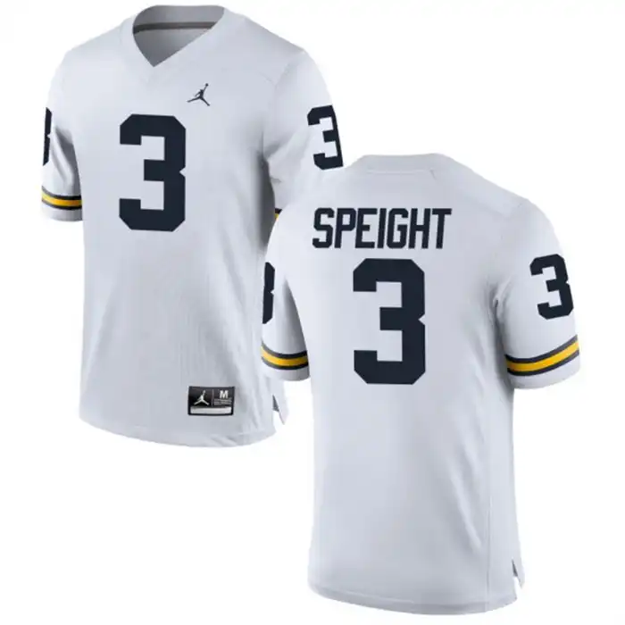 Michigan Wolverines Men's Wilton Speight #3 Alumni White Game College Football Jersey 2415CVKJ4