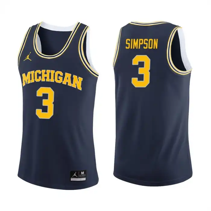 Michigan Wolverines Men's Zavier Simpson #3 Navy College Basketball Jersey 2415QVNJ6