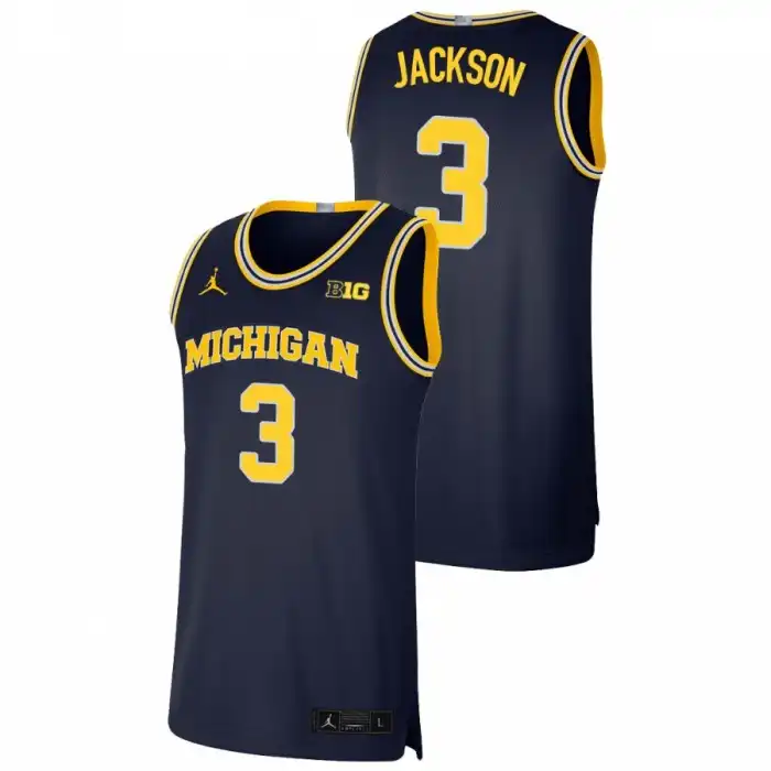 Michigan Wolverines Men's Zeb Jackson #3 Limited Navy College Basketball Jersey 2415ZWVE4