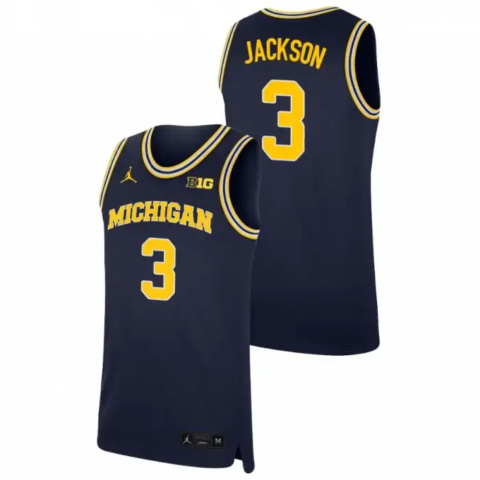 Michigan Wolverines Men's Zeb Jackson #3 Replica Navy College Basketball Jersey 2415GNQK5