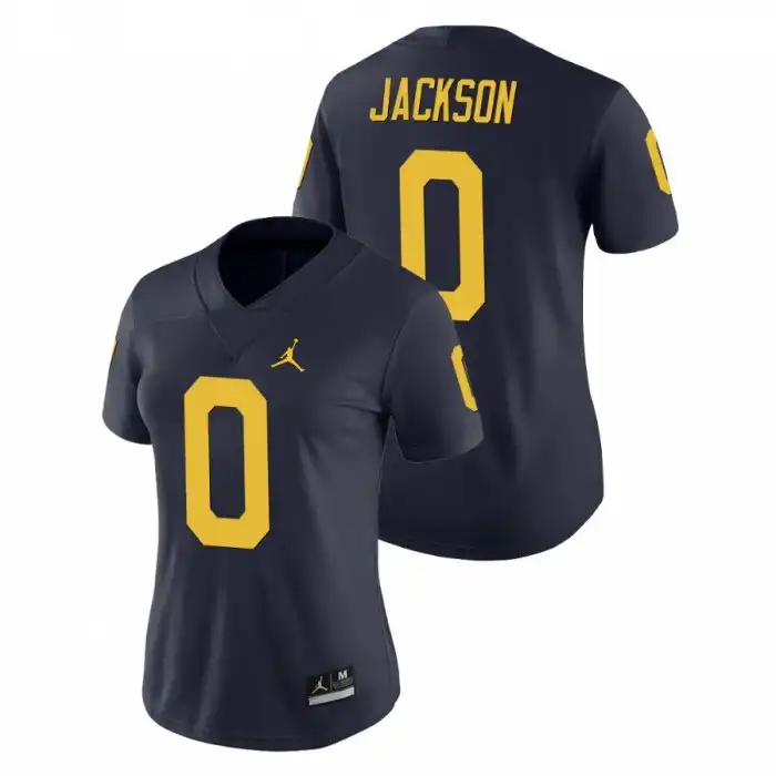 Michigan Wolverines Women's Giles Jackson #0 Game Navy College Football Jersey 2415OQPV8