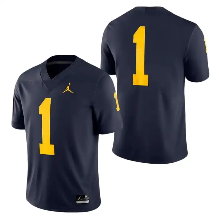 Michigan Wolverines Women's Number #1 Game Team Navy College Football Jersey 2415BXUO6