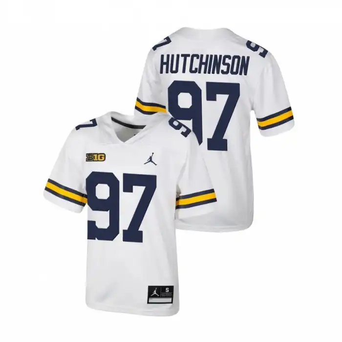 Michigan Wolverines Youth Aidan Hutchinson #97 Untouchable White College Football Jersey 2415YNVO3