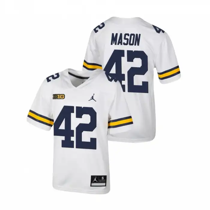 Michigan Wolverines Youth Ben Mason #42 Untouchable White College Football Jersey 2415HDVB4