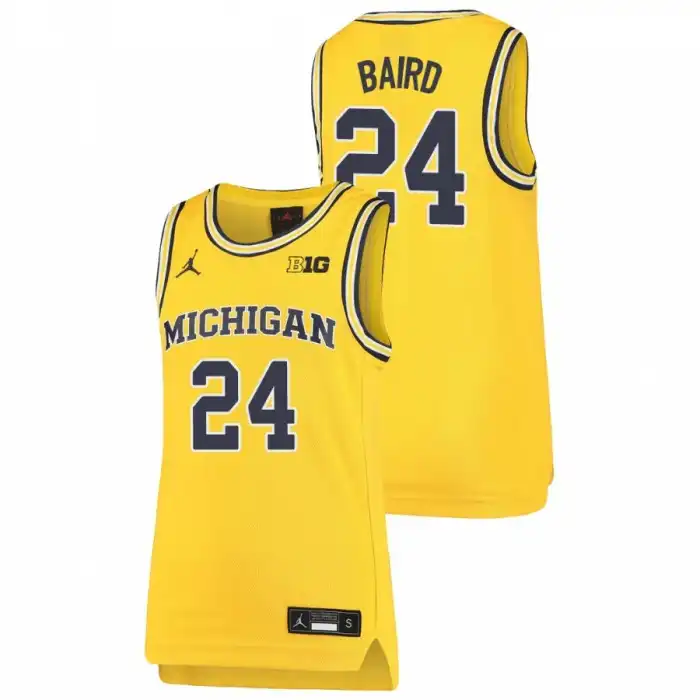 Michigan Wolverines Youth C.J. Baird #24 Replica Maize College Basketball Jersey 2415FMFW7