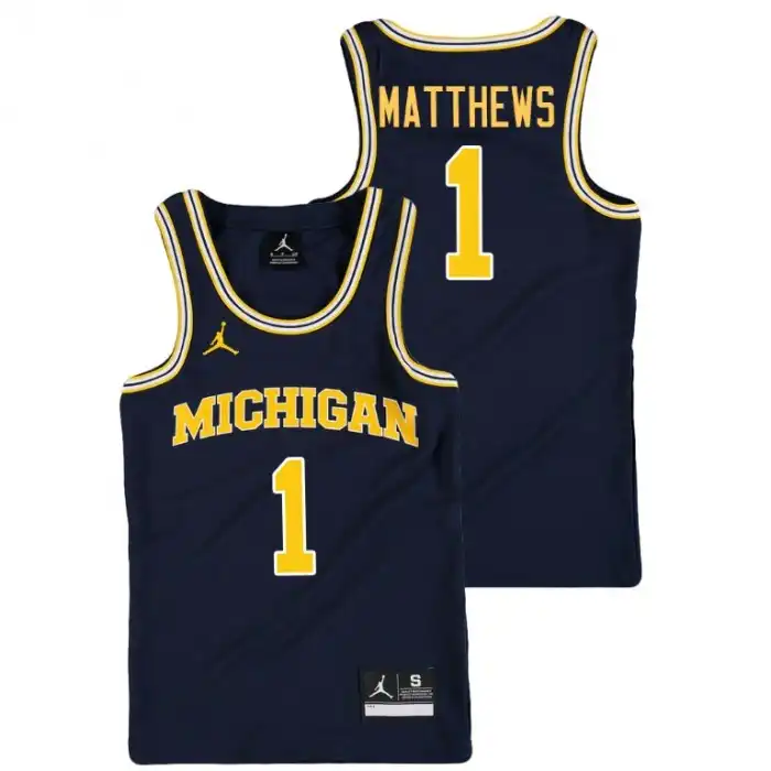 Michigan Wolverines Youth Charles Matthews #1 Replica Navy College Basketball Jersey 2415QVJO2