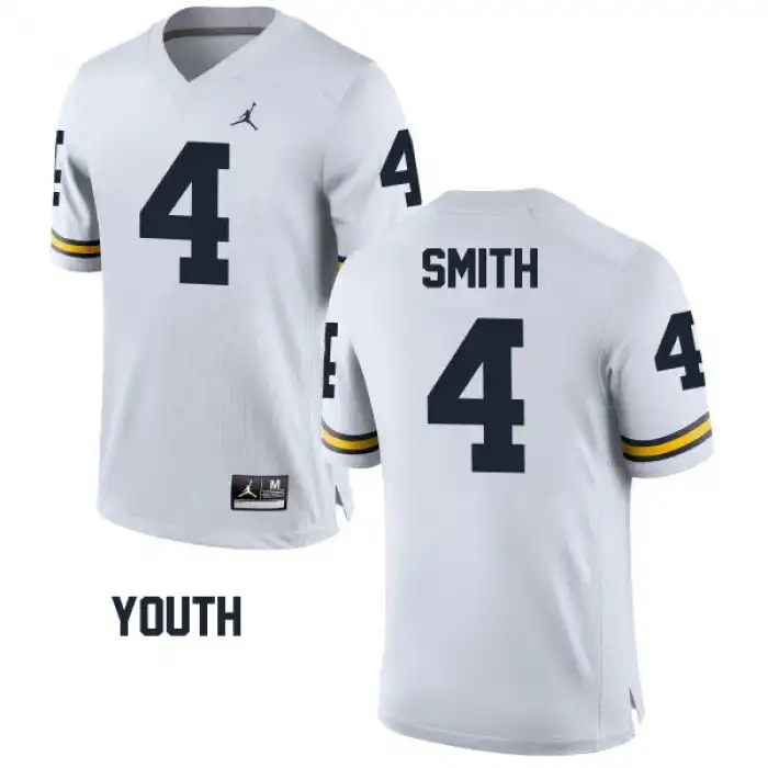 Michigan Wolverines Youth De'Veon Smith #4 White College Football Jersey 2415VMQA6