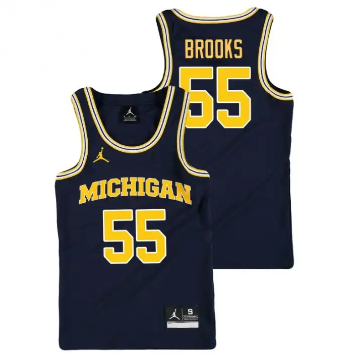 Michigan Wolverines Youth Eli Brooks #55 Replica Navy College Basketball Jersey 2415CEEZ7