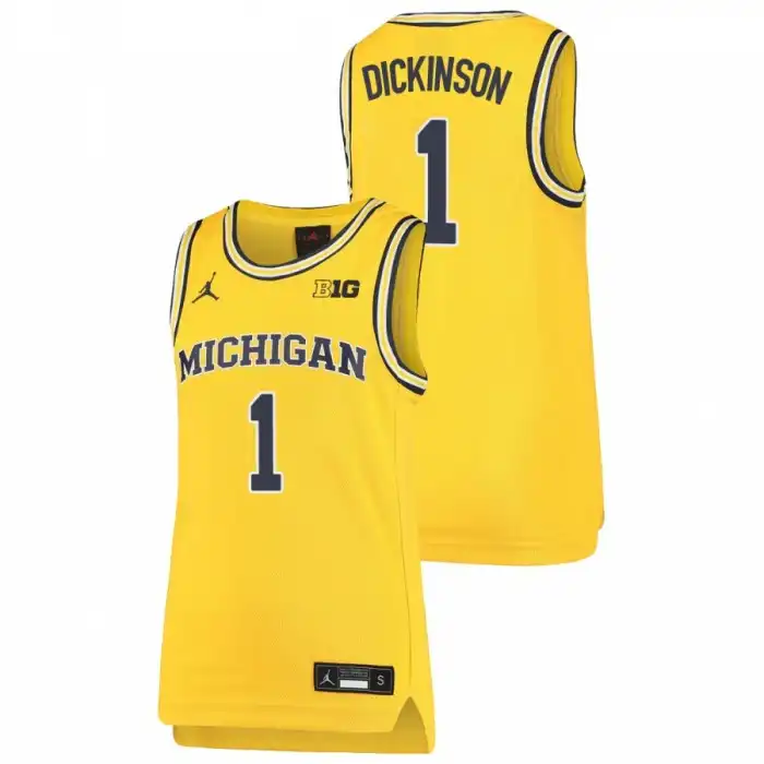 Michigan Wolverines Youth Hunter Dickinson #1 Replica Maize College Basketball Jersey 2415VFWV4