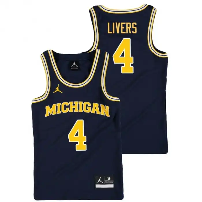 Michigan Wolverines Youth Isaiah Livers #4 Replica Navy College Basketball Jersey 2415RAJU0