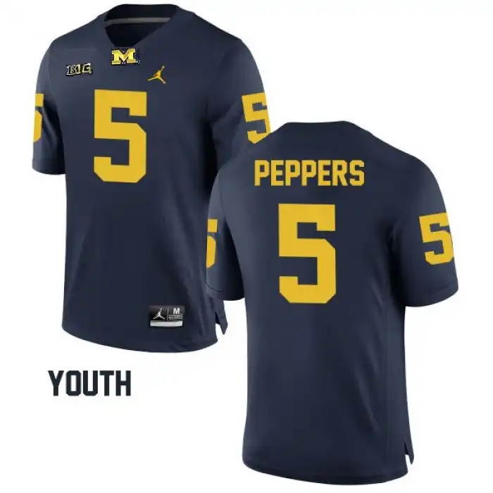 Michigan Wolverines Youth Jabrill Peppers #5 Alumni Navy Game College Football Jersey 2415DHUM2