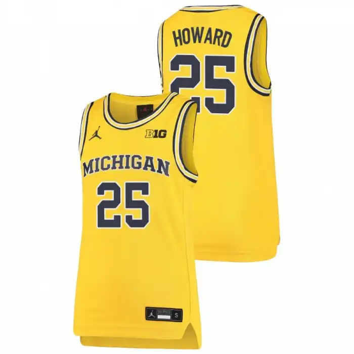 Michigan Wolverines Youth Jace Howard #25 Replica Maize College Basketball Jersey 2415LGPR4