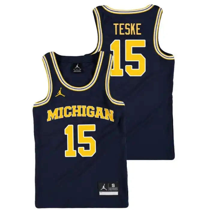 Michigan Wolverines Youth Jon Teske #15 Replica Navy College Basketball Jersey 2415WFWK5