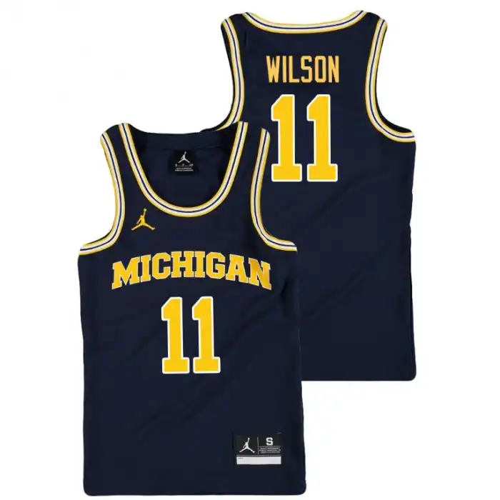 Michigan Wolverines Youth Luke Wilson #11 Replica Navy College Basketball Jersey 2415RNAN3