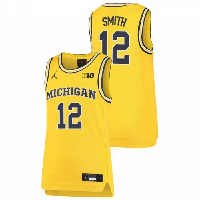 Michigan Wolverines Youth Mike Smith #12 Replica Maize College Basketball Jersey 2415ANBF6