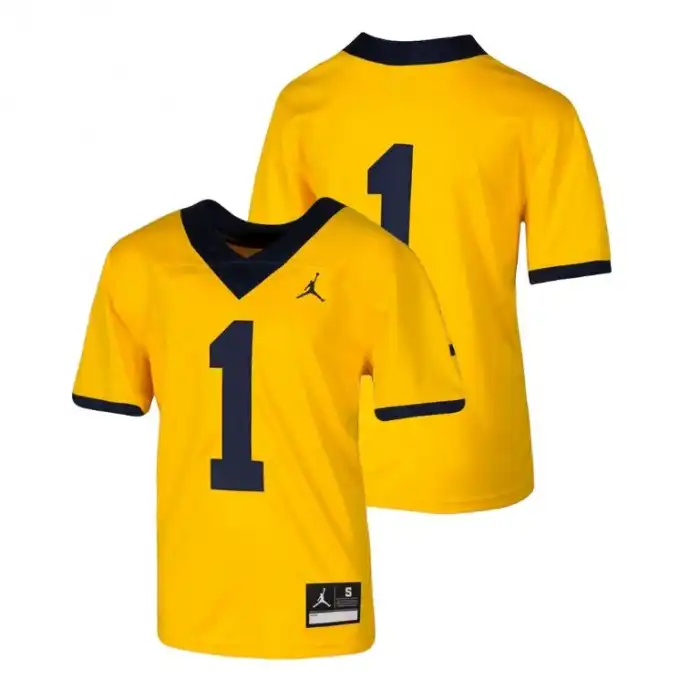 Michigan Wolverines Youth Number #1 Team Maize Replica College Football Jersey 2415BEYN0