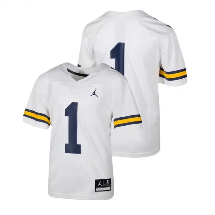 Michigan Wolverines Youth Number #1 Team White Replica College Football Jersey 2415UGSP7