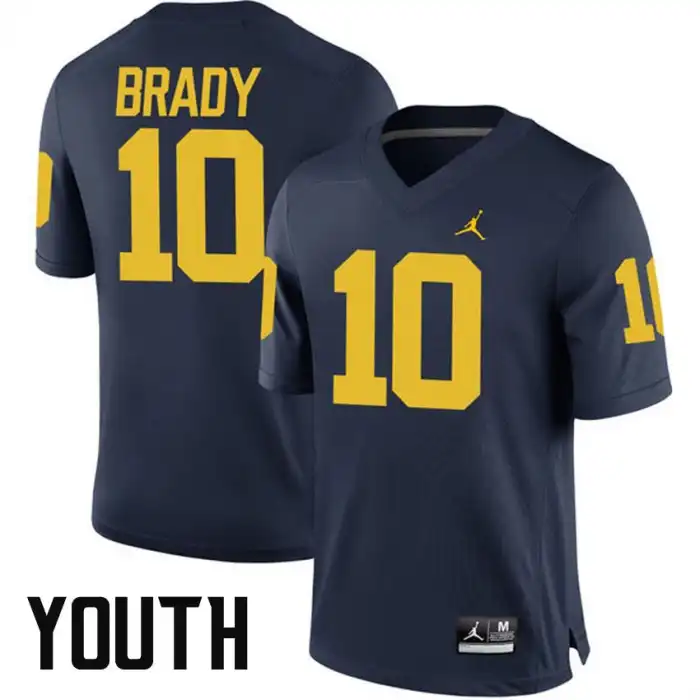 Michigan Wolverines Youth Tom Brady #10 Alumni Navy Game College Football Jersey 2415MFMT3