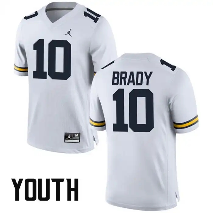 Michigan Wolverines Youth Tom Brady #10 Alumni White Game College Football Jersey 2415OSTO4